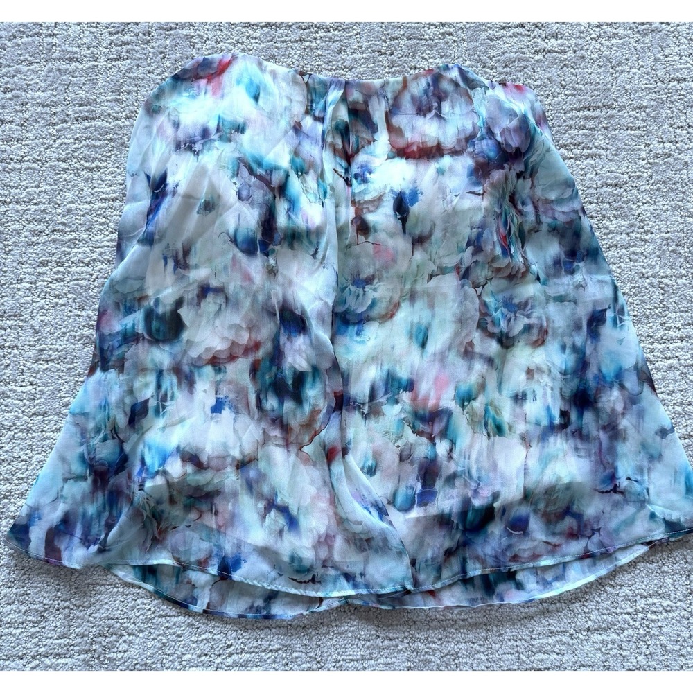 NWT $125 Lavender Brown Silk Top Women Colorful Print Silk Strapless Flowy Top M